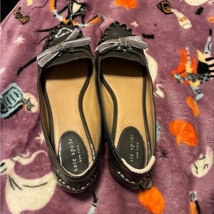 Kate Spade Gray Patent Flats with Gray Bow
